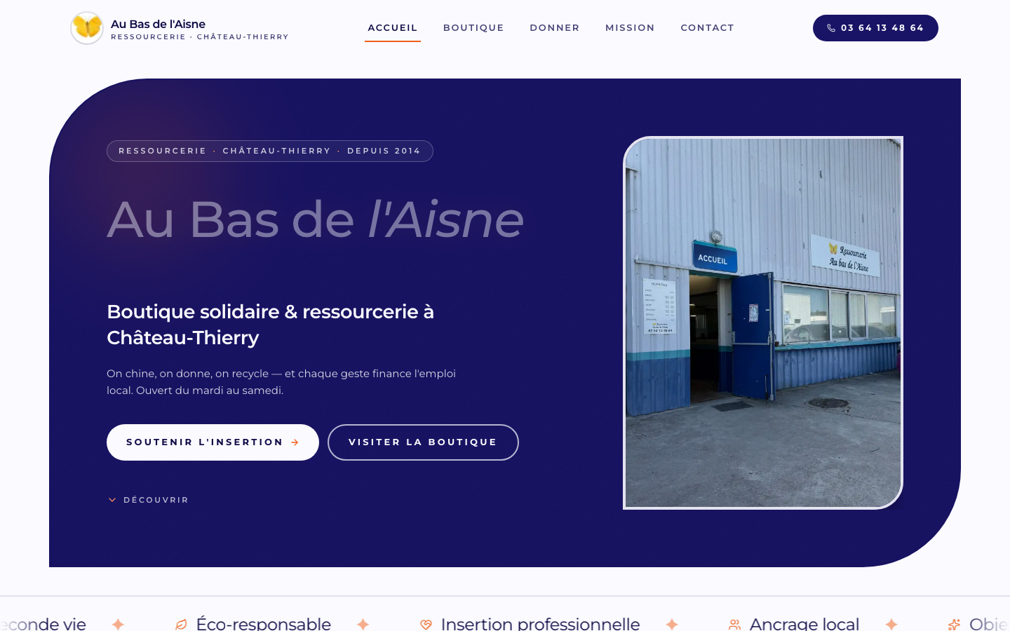 Site web réalisé pour Au Bas de l'Aisne
